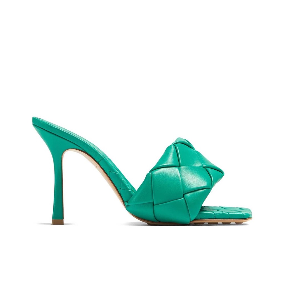 NIB Bottega Veneta Lido Intrecciato Leather Sandal Sz 39.5 9.5 Turquoise Blue - Picture 9 of 12